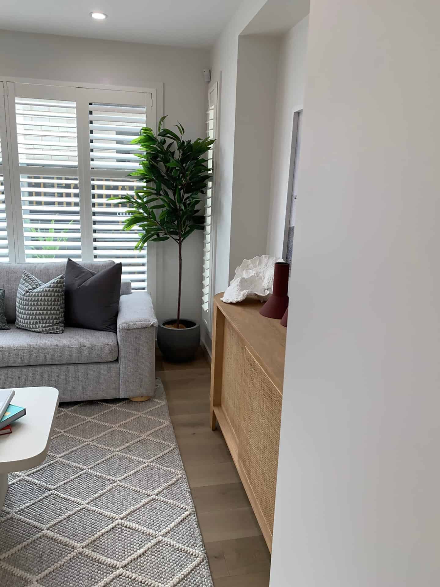 white painted living room