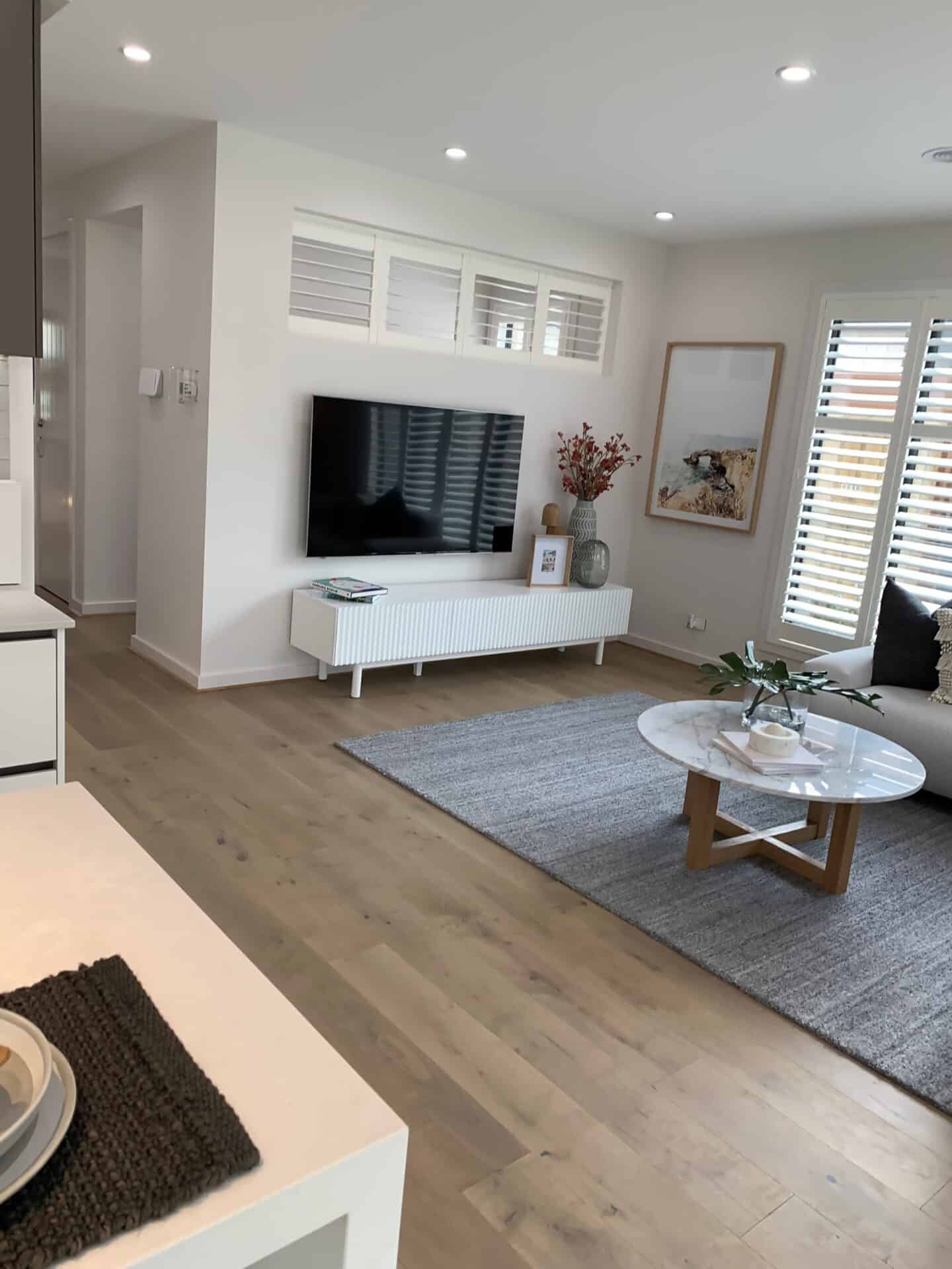 white painted living room