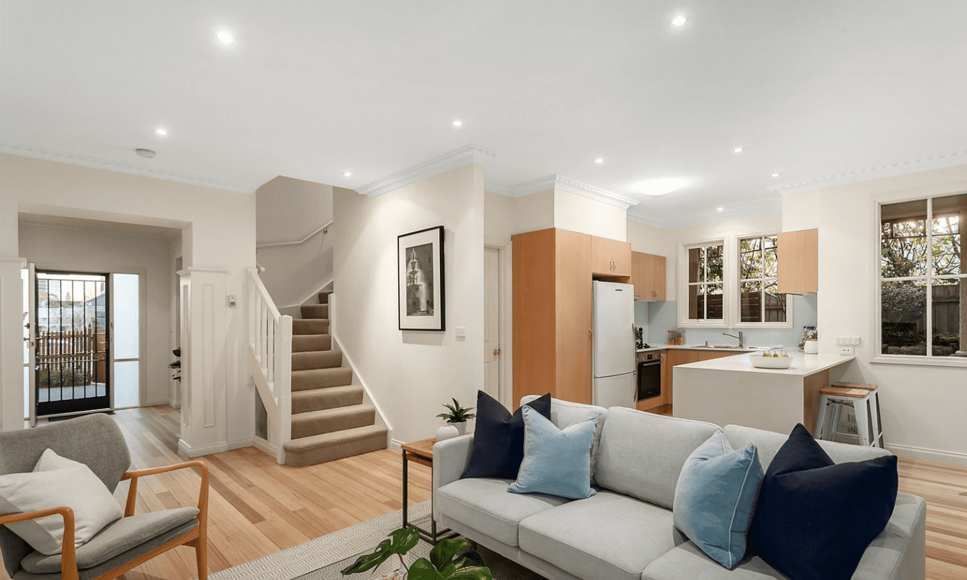 living room and kitchen painted with white